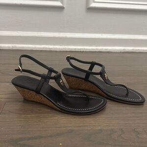 Elegant Black Wedge Sandals